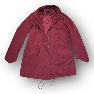Kai Aakmann Women’s Maroon Parka Coat Jacket Small Pockets 19”x32”